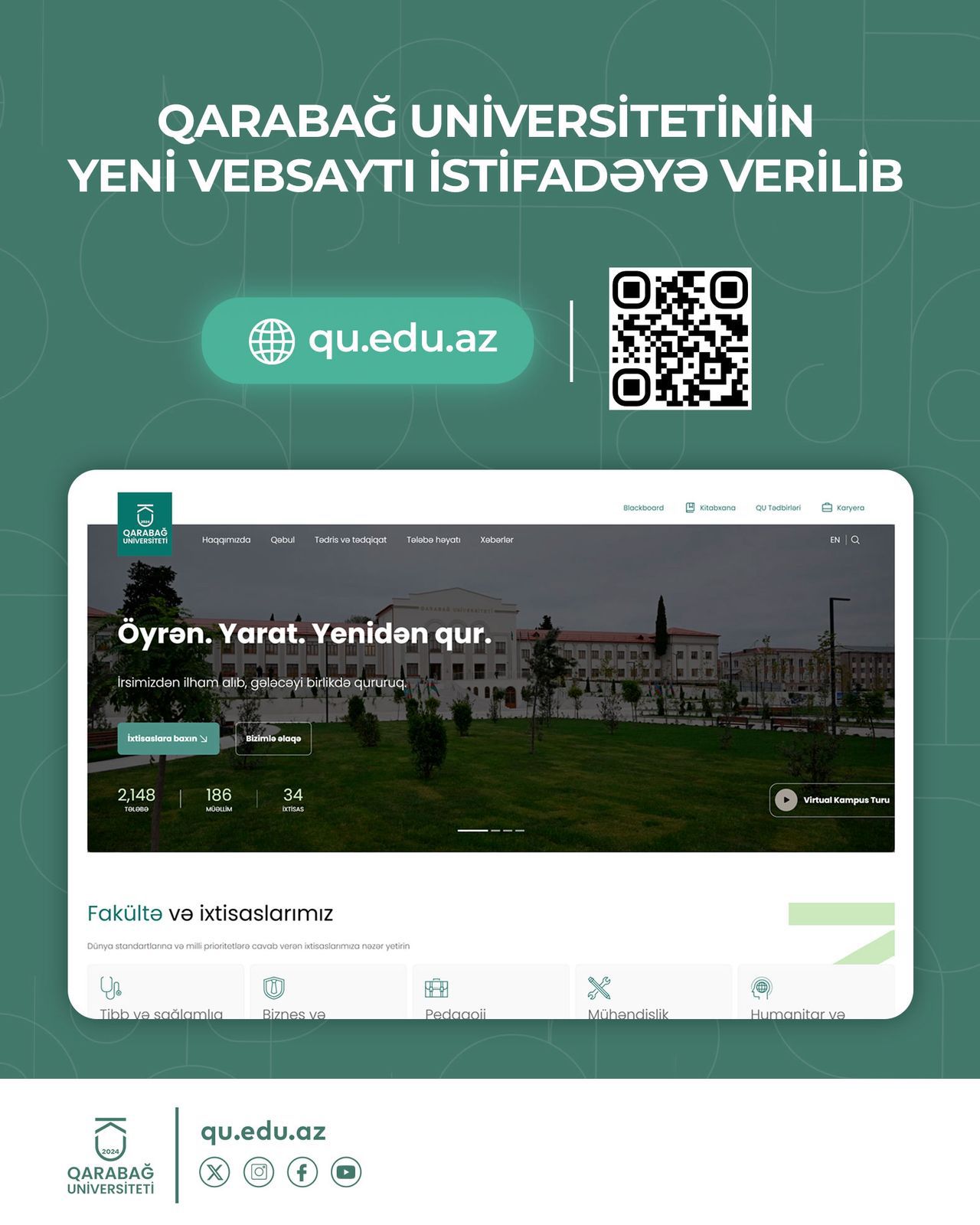 Qarabağ Universitetinin yeni rəsmi veb-saytı istifadəyə verilib